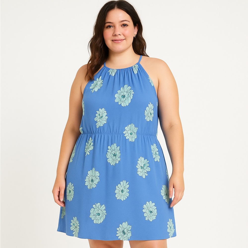 Old Navy Womens Floral Halter Dress Casual Garden Party Botanical Feminine Sz XL